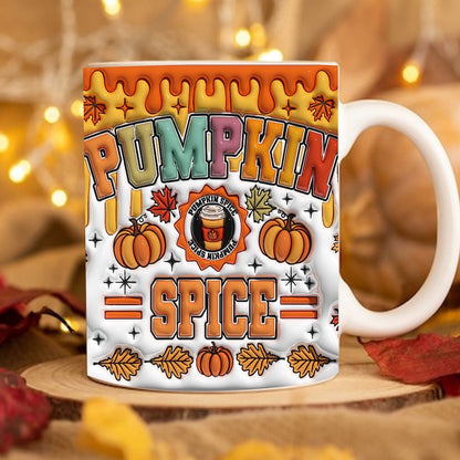Fall Vibes 3D Mug, 3D Pumpkin Spice Coffee Inflated Mug, Pumpkin 3D Inflated Mug, Gift For Thanksgiving