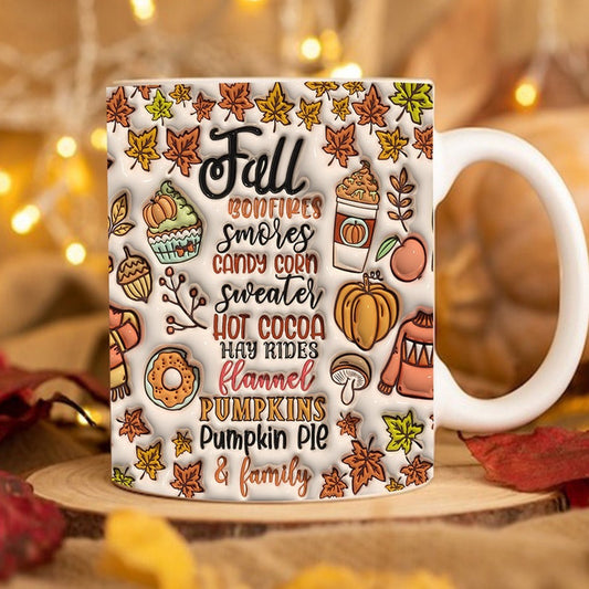 Fall Vibes 3D Mug, Inflated Fall Vibes Mug, Pumpkin 3D Inflated Mug, Gift For Thanksgiving
