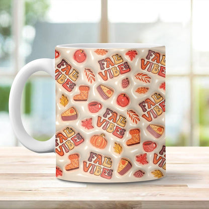Fall Vibes 3D Mug, Inflated Fall Vibes Mugs, Pumpkin 3D Inflated Mug, Gift For Thanksgiving