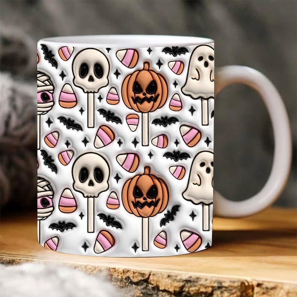 Fall Vibes 3D Mug, Inflated Sprinkle Pumpkin Mug, Pumpkin 3D Inflated Mug, Gift For Thanksgiving