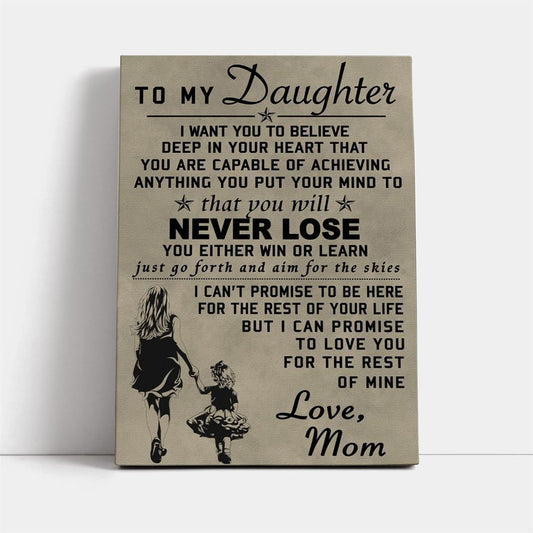 Family Canvas Mom To Daughter Never Lose, Mother's Day Canvas Art, Gift For Mom, Birthday Gift, Mother's Day Wall Art