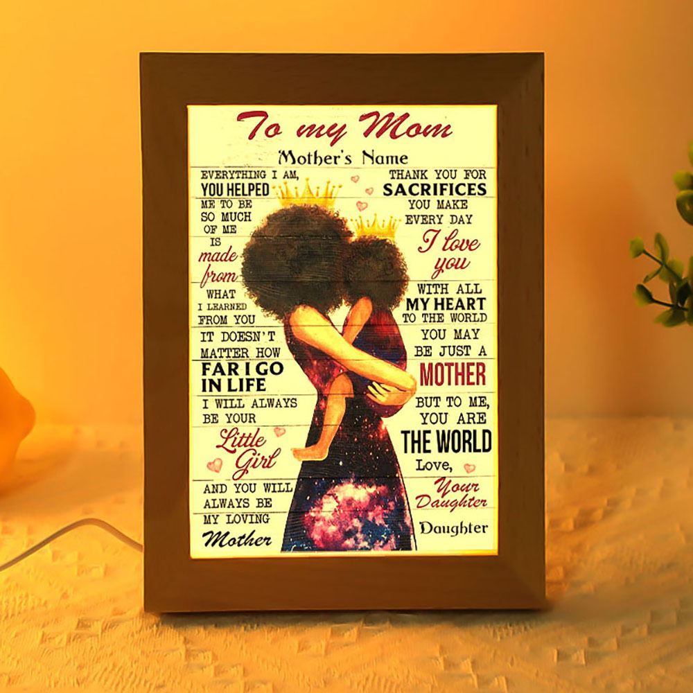 Family To My Mom Quotes From Daughter Personalized Frame Lamp, Mother's Day Night Light, Best Mom Ever, Gift For Mom