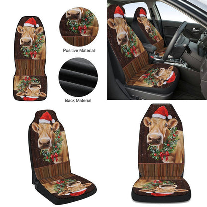 Farm Funny Cow Cattle Christmas Cars Seat Cover, Christmas Car Seat Covers, Car Decor Gift