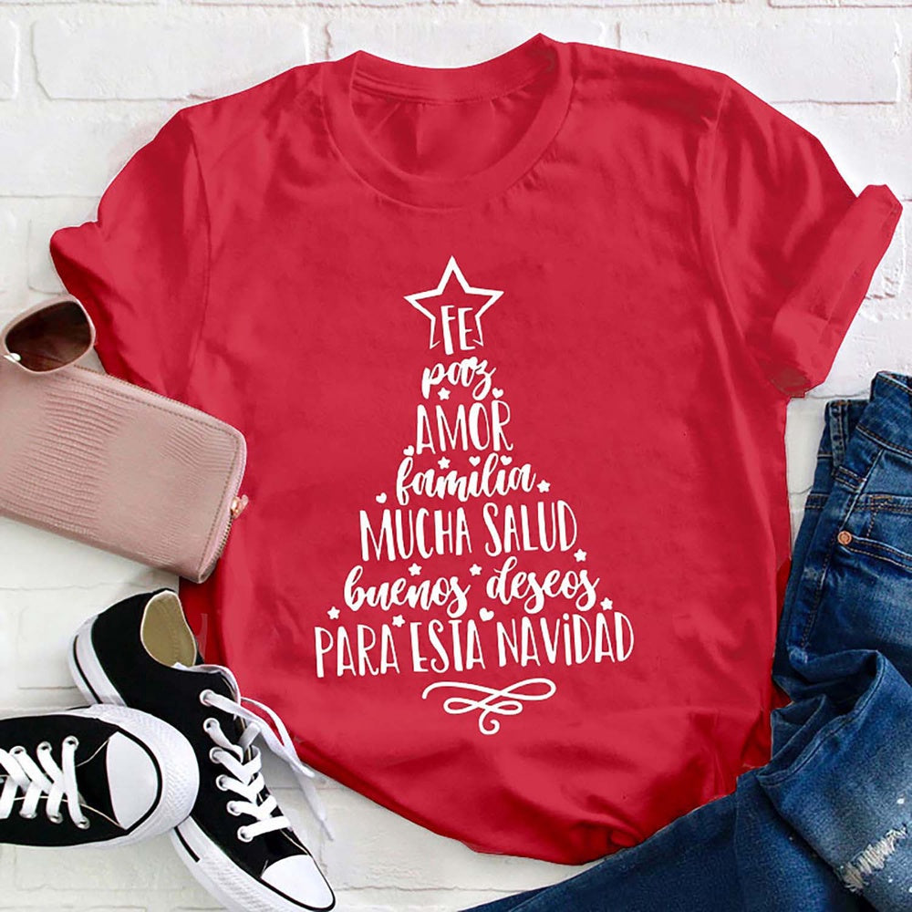 Fe Amor Mucha Salud Para Esta Navidad Spanish T Shirt, Merry T Shirt, Unisex Christmas Shirts