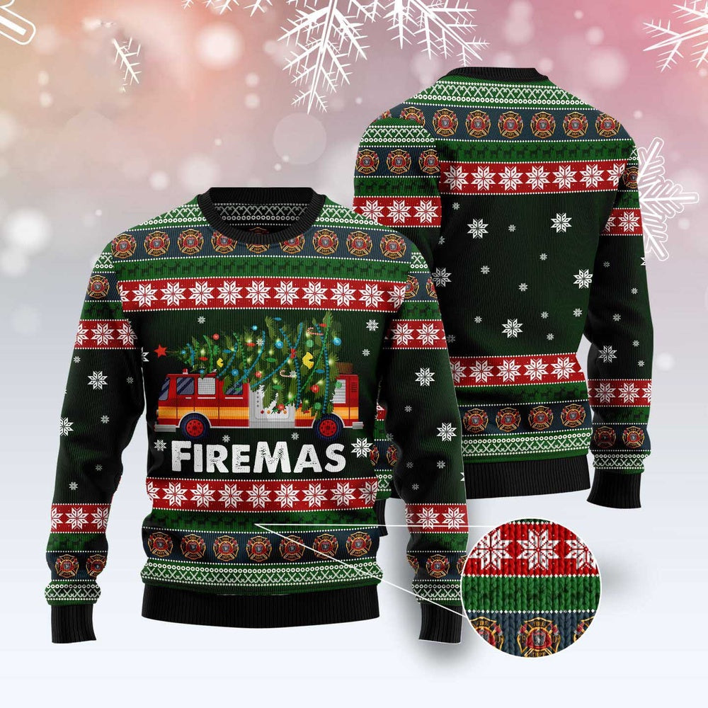 Firefighter Firemas Ugly Christmas Sweater, Funny Xmas Sweater, Sweater Xmas