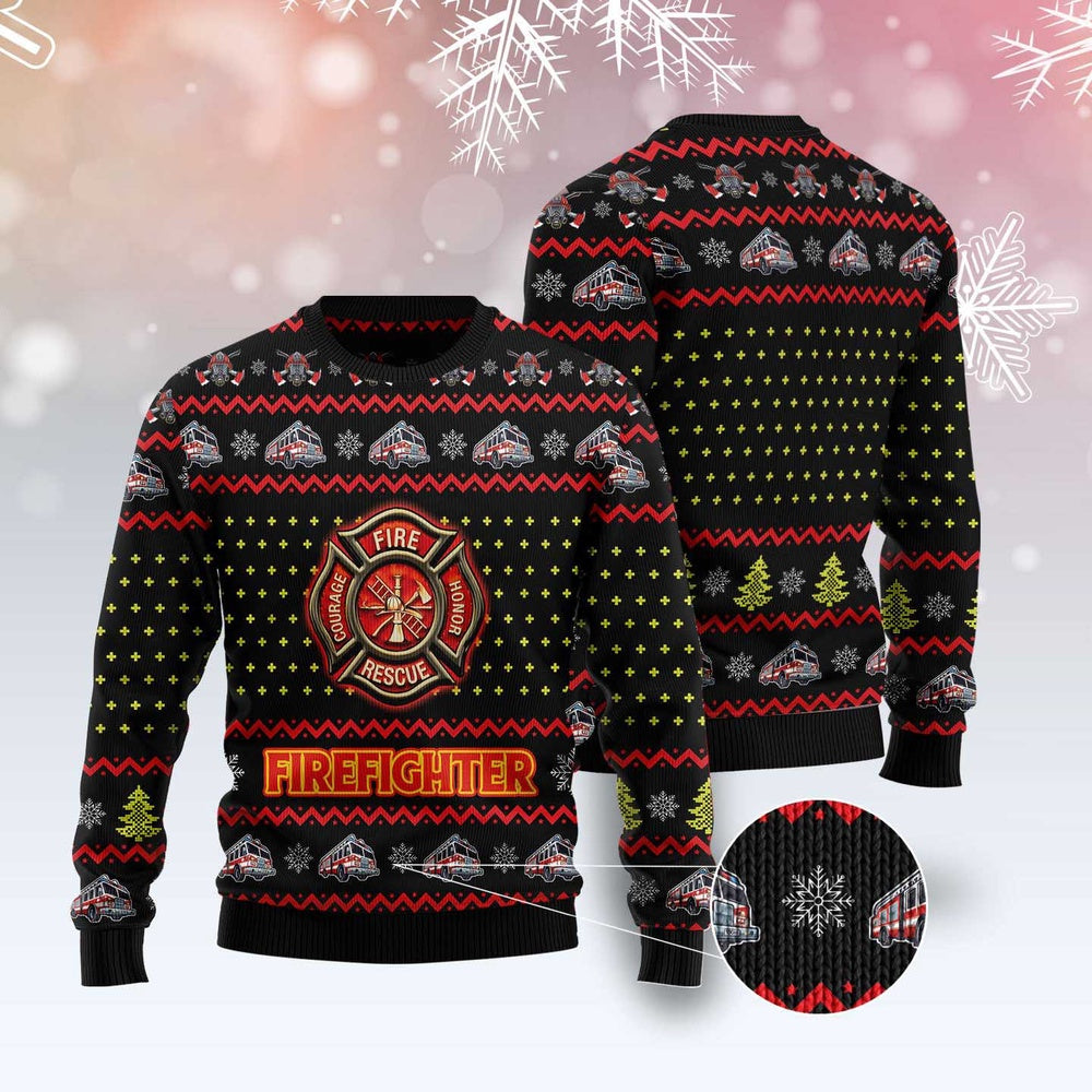 Firefighter Lover Ugly Christmas Sweater, Funny Xmas Sweater, Sweater Xmas