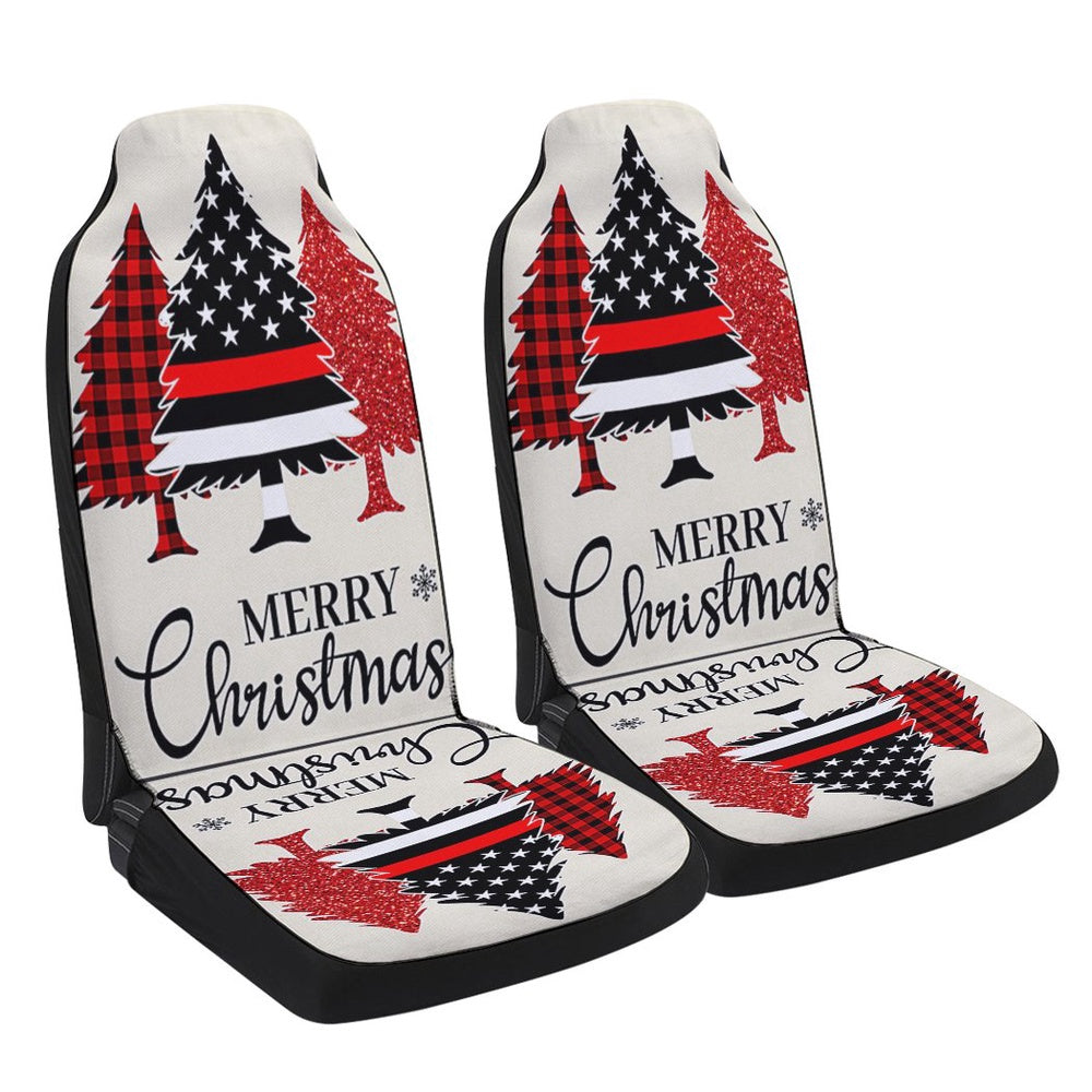 Firefighter Merry Christmas Cars Seat Cover, Christmas Car Seat Covers, Car Decor Gift