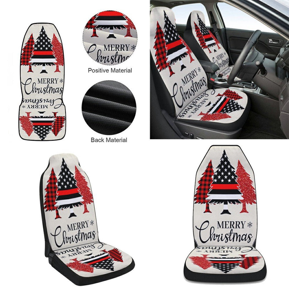 Firefighter Merry Christmas Cars Seat Cover, Christmas Car Seat Covers, Car Decor Gift