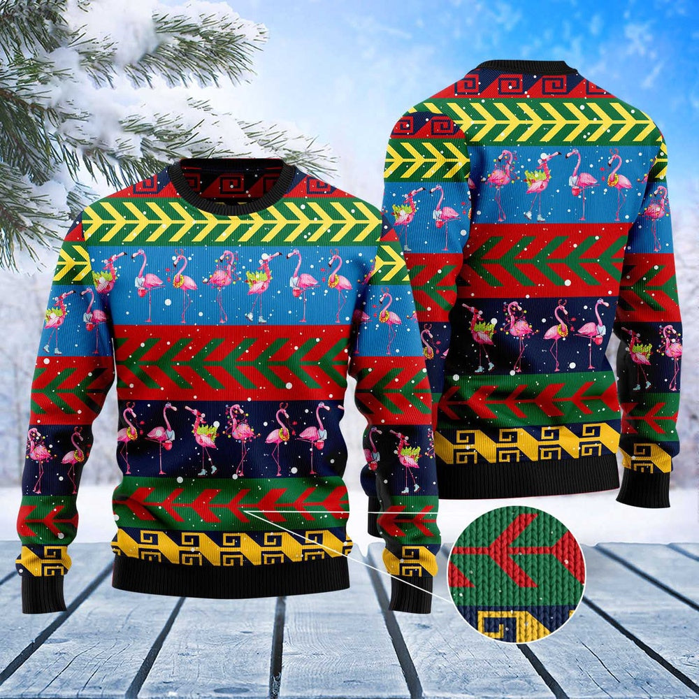 Flamingo Christmas Pattern Ugly Christmas Sweater, Funny Xmas Sweater, Sweater Xmas