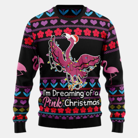 Flamingo Pink Christmas Ugly Sweater - Christmas sweater gift