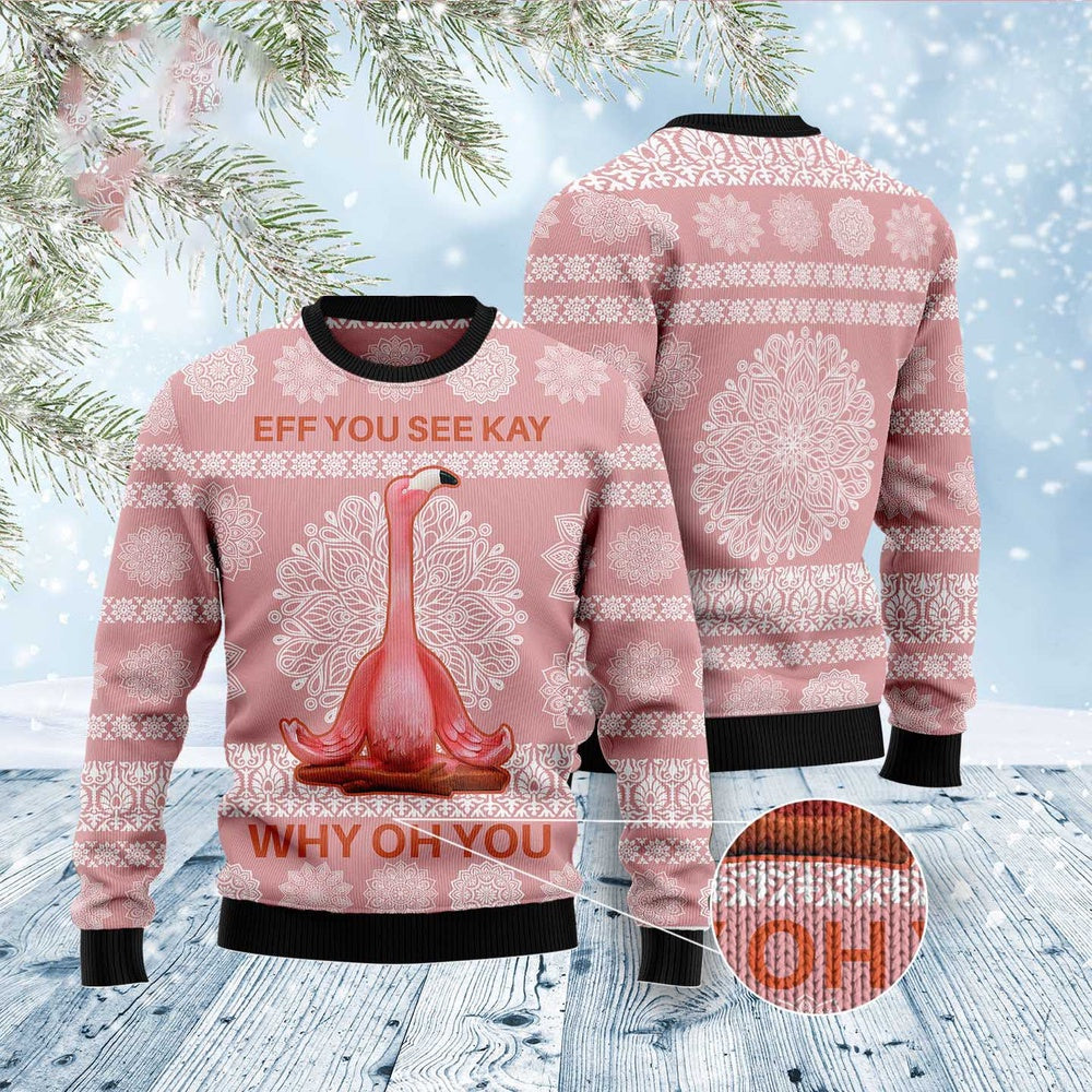 Flamingo Why Oh You Ugly Christmas Sweater, Funny Xmas Sweater, Sweater Xmas