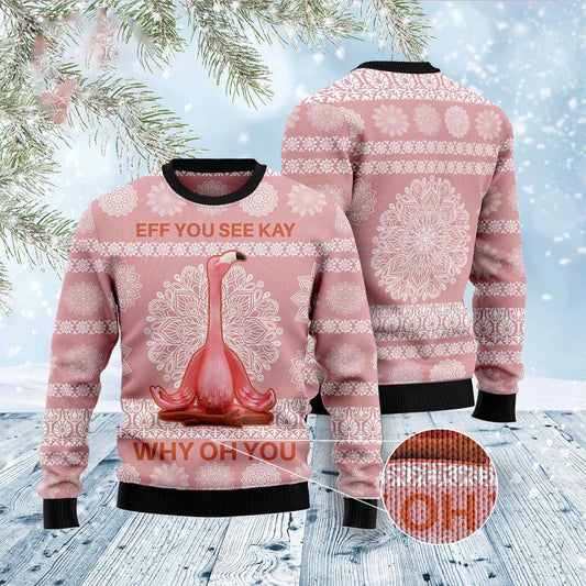 Flamingo Why Oh You Ugly Christmas Sweater, Funny Xmas Sweater, Sweater Xmas