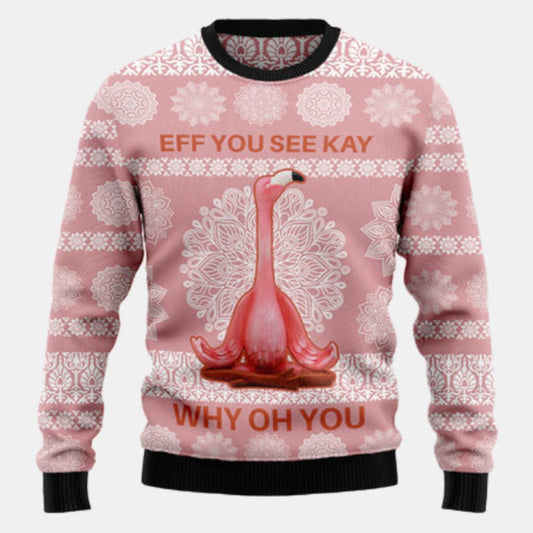 Flamingo Why Oh You Ugly Sweater - Christmas sweater gift