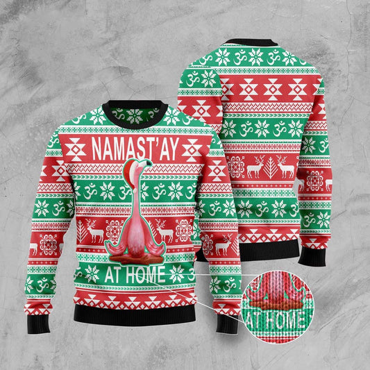 Flamingo Yoga Christmas Ugly Christmas Sweater, Funny Xmas Sweater, Sweater Xmas