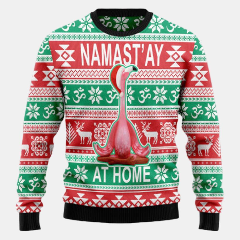 Flamingo Yoga Christmas Ugly Sweater - Christmas sweater gift