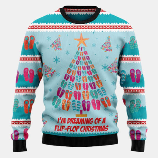 Flip Flops Christmas Tree Ugly Sweater - Christmas sweater gift