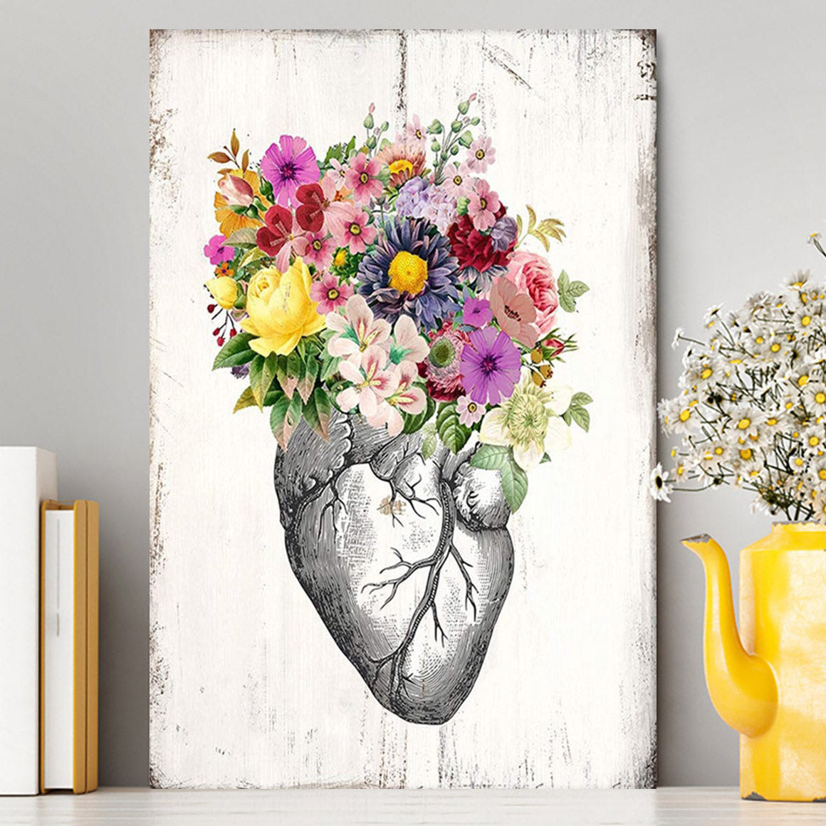 Floral Heart Rustic Wall Art - Gift For Female Nurse, Doctor, Rn