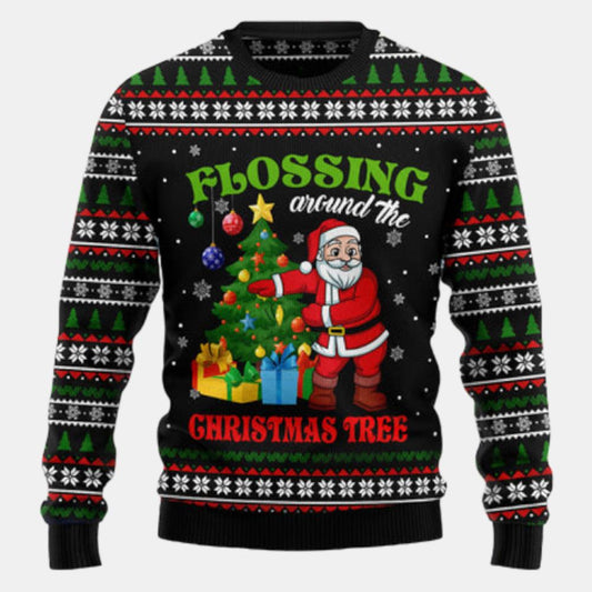 Flossing Around The Christmas Tree Ugly Sweater - Christmas sweater gift
