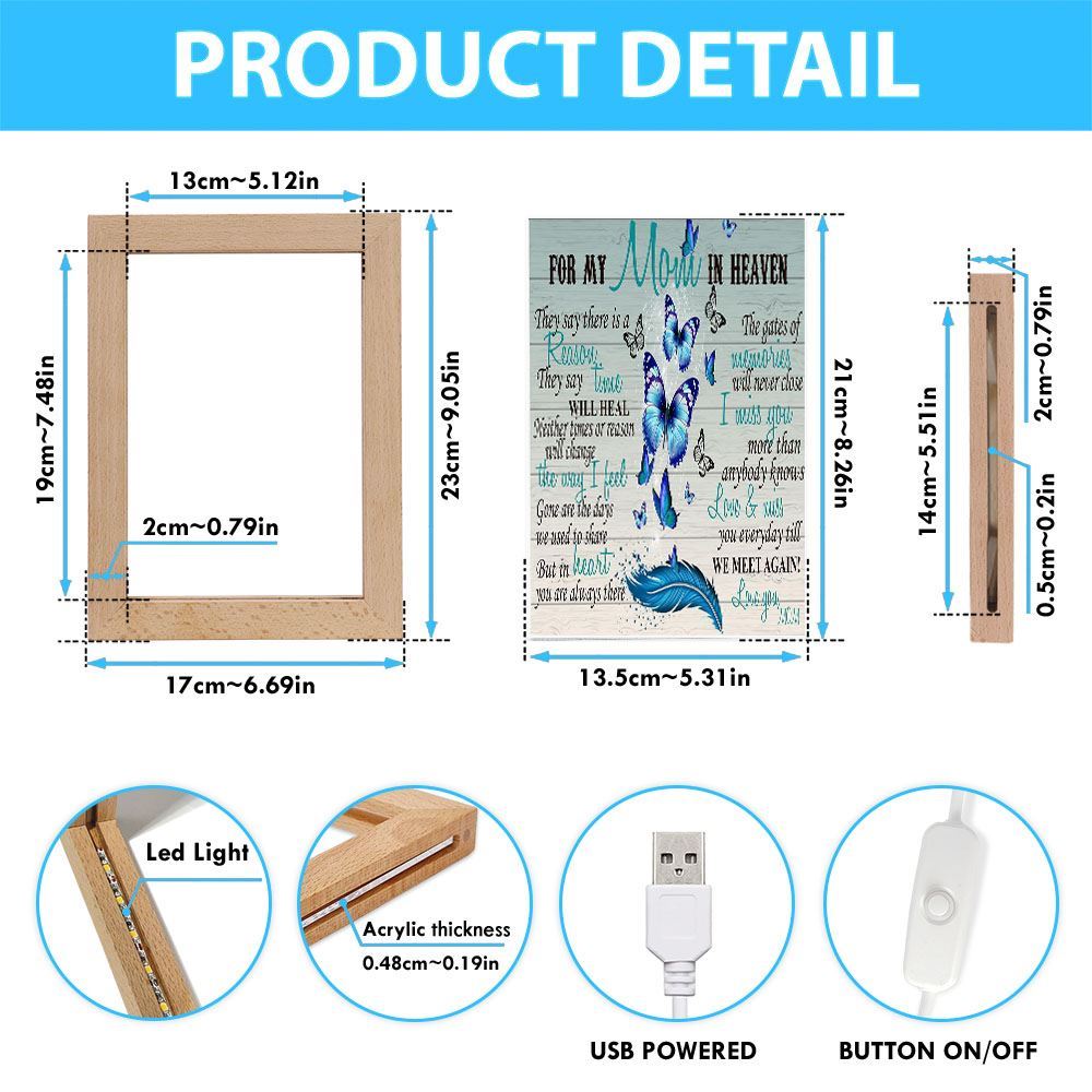 For My Mom In Heaven Frame Lamp, Mother's Day Night Light, Best Mom Ever, Gift For Mom