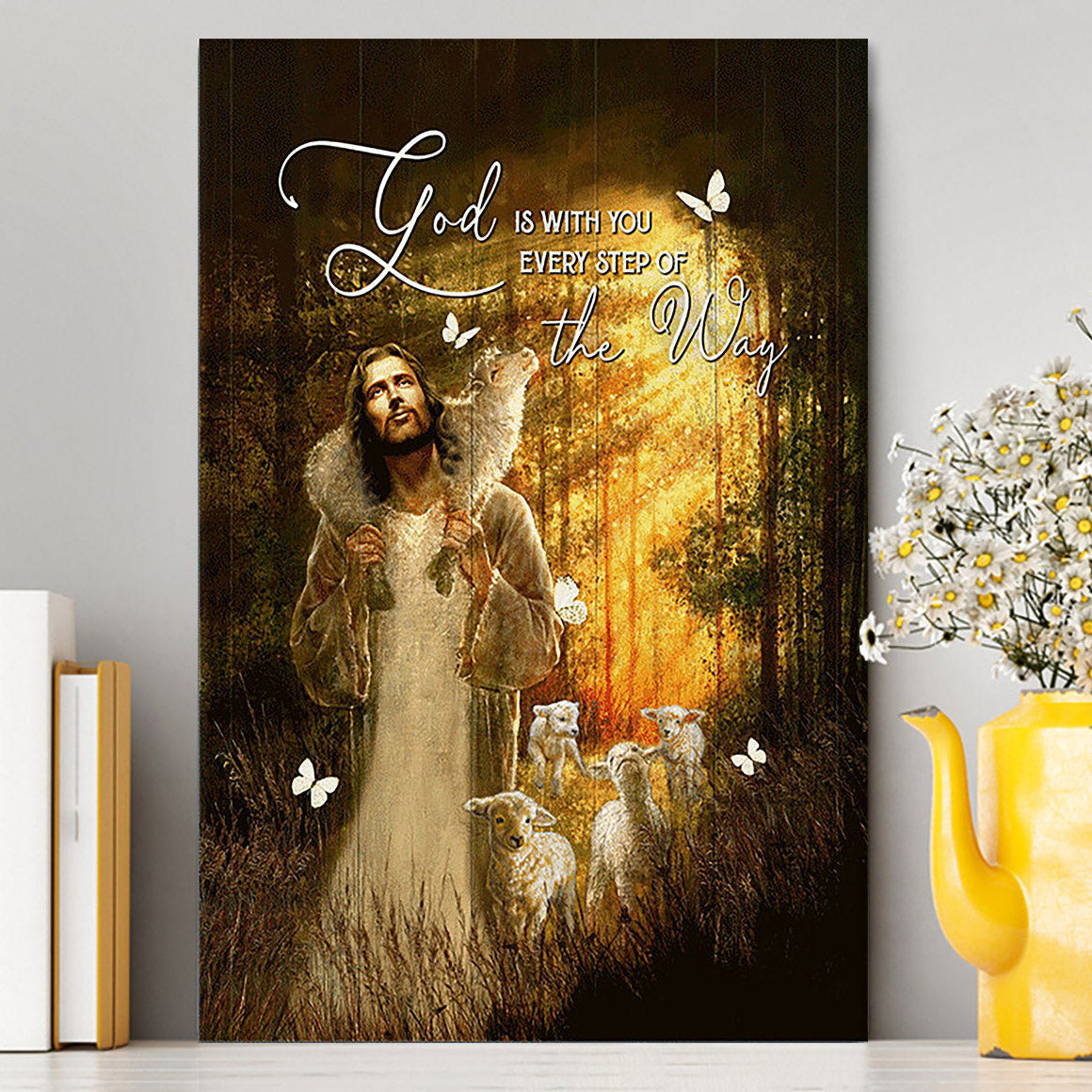 Forest The Life Of Jesus Animal Of God God Is With You Every Step Of The Way Canvas Wall Art - Christian Canvas Prints