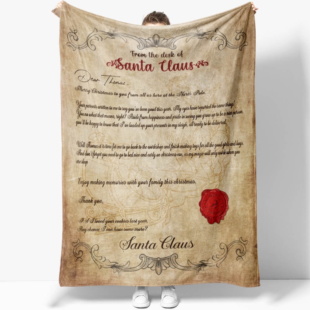 From The Desk Of Santa Claus Blanket, Custom Secret Santa Letter Blanket, Christmas Blanket