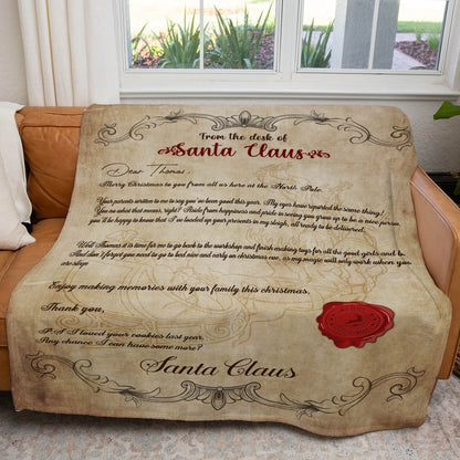 From The Desk Of Santa Claus Blanket, Custom Secret Santa Letter Blanket, Christmas Blanket