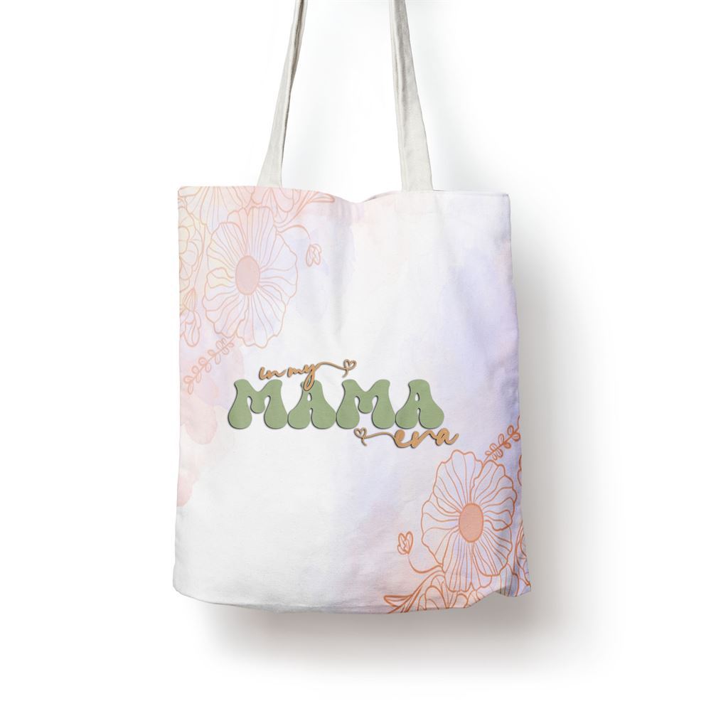 Funny In My Mama Era Lover Groovy Retro Mom Mothers Day Tote Bag, Women Tote Bag, Canvas Tote Bag, Printed Tote Bag