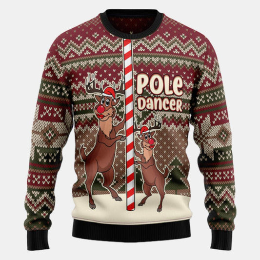 Funny Pole Dancer Reindeer Ugly Sweater - Christmas sweater gift