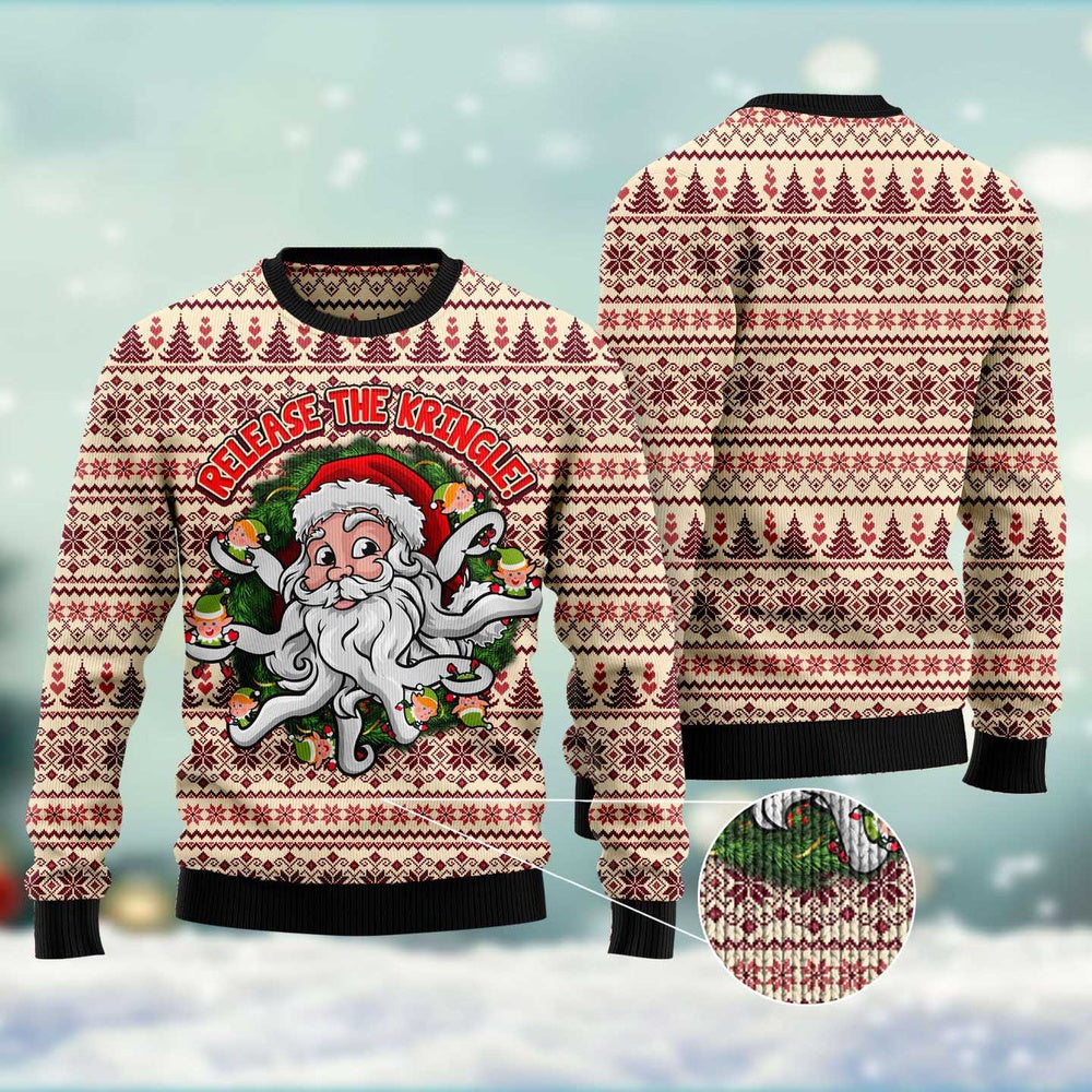 Funny Santa Claus Release The Kringle Ugly Christmas Sweater, Funny Xmas Sweater, Sweater Xmas