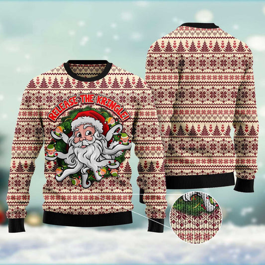 Funny Santa Claus Release The Kringle Ugly Christmas Sweater, Funny Xmas Sweater, Sweater Xmas