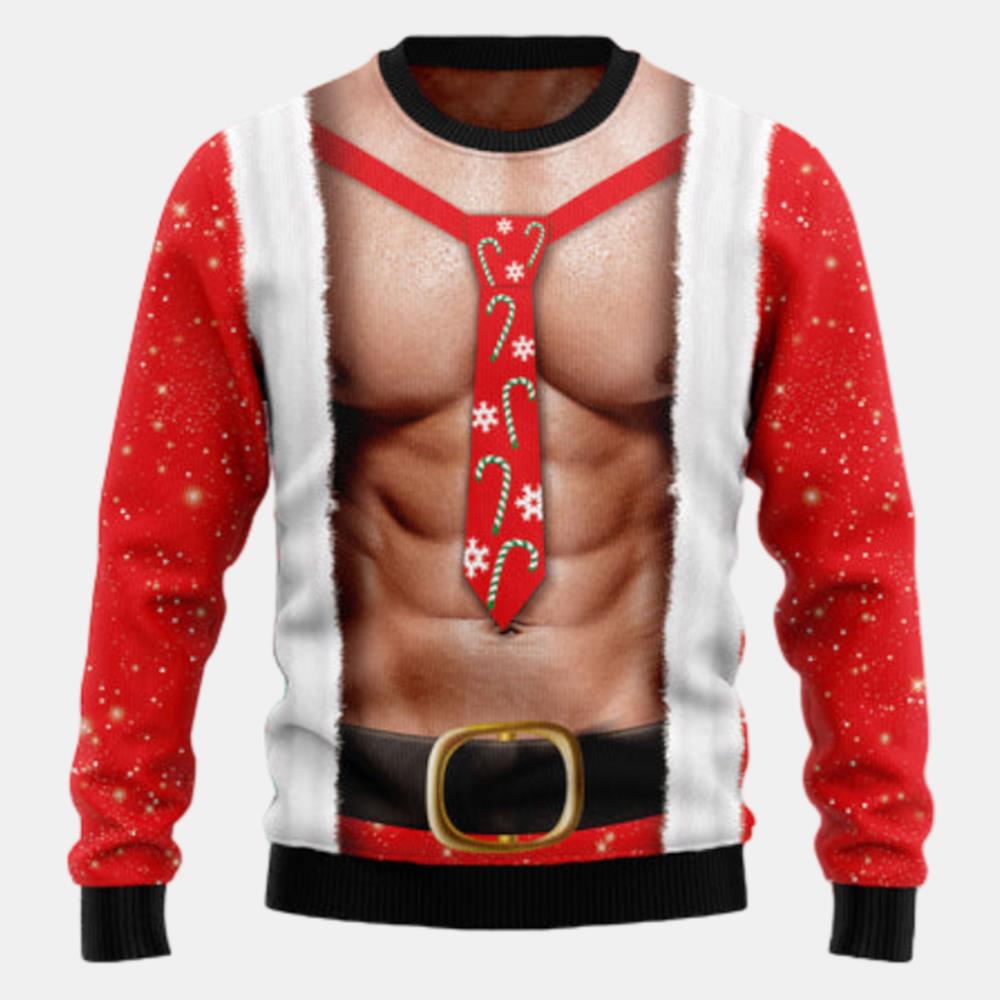 Funny Six Pack Muscle Ugly Sweater - Christmas sweater gift