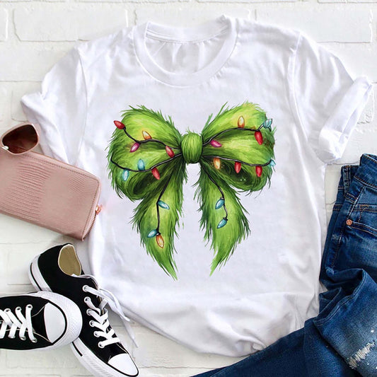 Furry Christmas Bow T Shirt, Merry T Shirt, Unisex Christmas Shirts