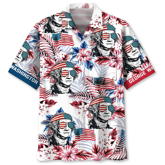 George America Hawaiian Shirt Pocket, Funny Hawaiian Shirt, Usa Hawaiian Shirt, Vintage Hawaiian Shirts