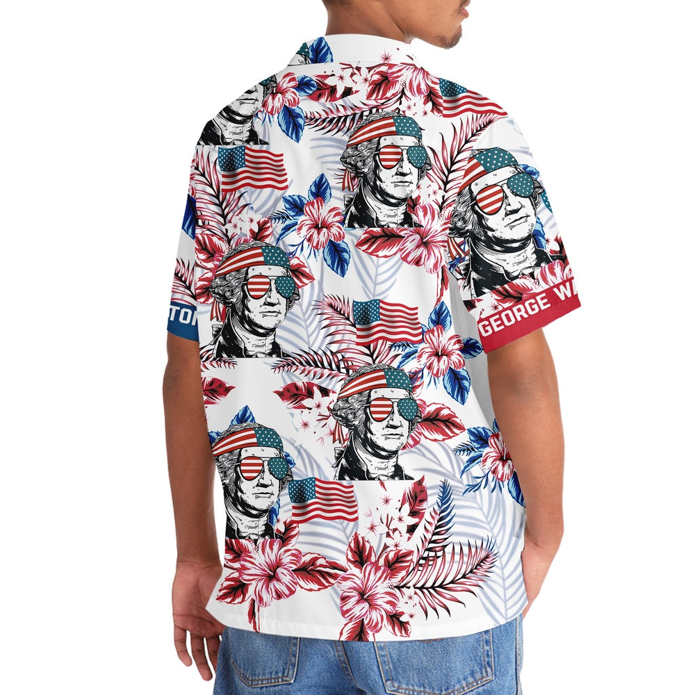 George America Hawaiian Shirt Pocket, Funny Hawaiian Shirt, Usa Hawaiian Shirt, Vintage Hawaiian Shirts