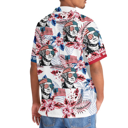 George America Hawaiian Shirt Pocket, Funny Hawaiian Shirt, Usa Hawaiian Shirt, Vintage Hawaiian Shirts