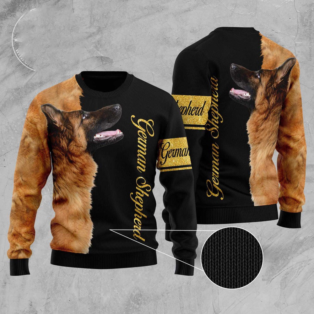 German Shepherd Half Cool Ugly Christmas Sweater, Funny Xmas Sweater, Sweater Xmas