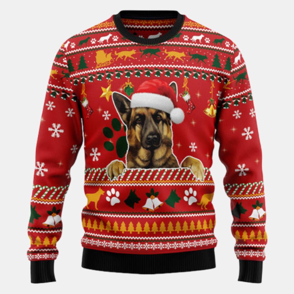German Shepherd Waiting For Christmas Ugly Sweater - Christmas sweater gift