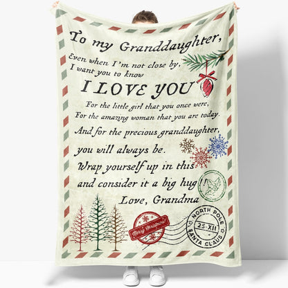 Gift For Granddaughter, Blanket Christmas Granddaughter Gifts From Grandma, I Love You Blanket, Christmas Blanket