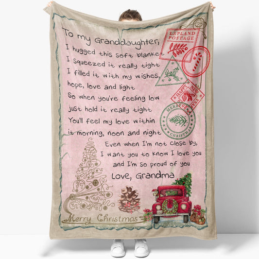 Gift For Granddaughter, Christmas Blanket Special Gifts For Granddaughters, I Squeezed It Blanket, Christmas Blanket