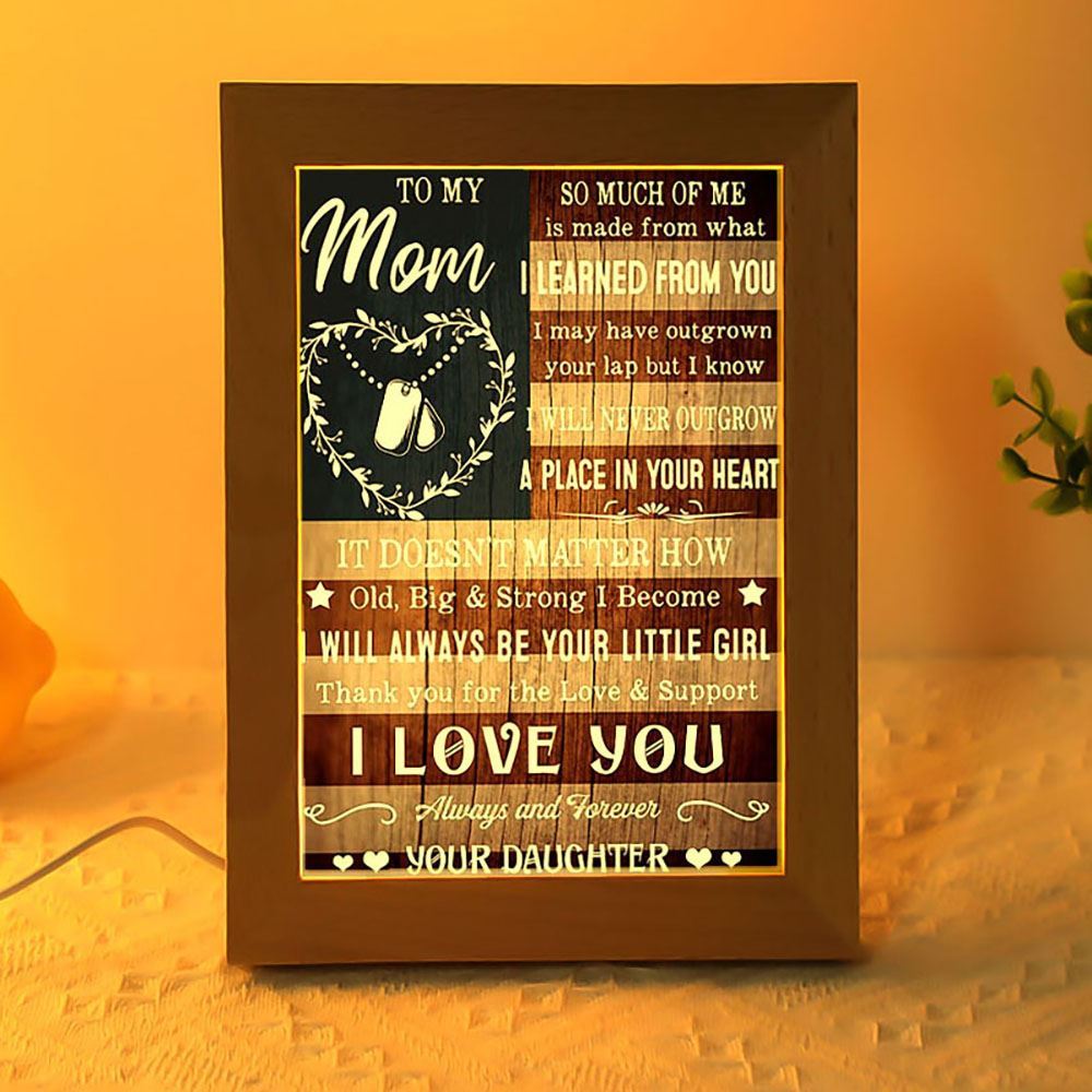Gift Proud Veteran Mom To My Mom Frame Lamp Vintage, Mother's Day Night Light, Best Mom Ever, Gift For Mom