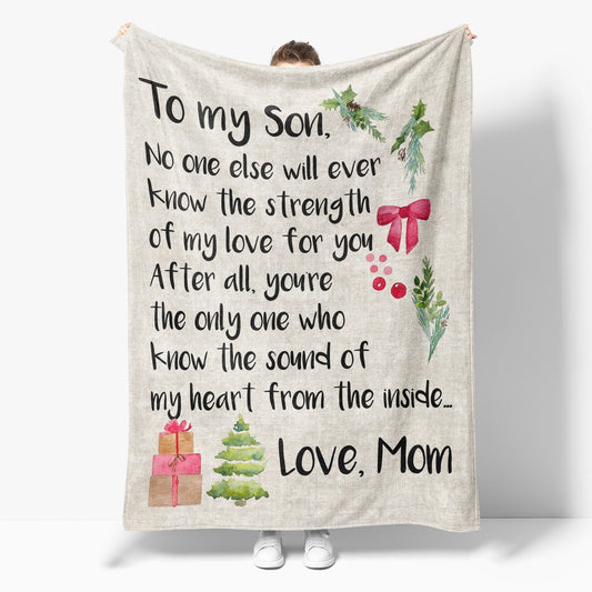 Gifts For Sons From Mothers, Christmas Blanket Gifts For Son, Sound Of My Heart Blanket, Christmas Blanket