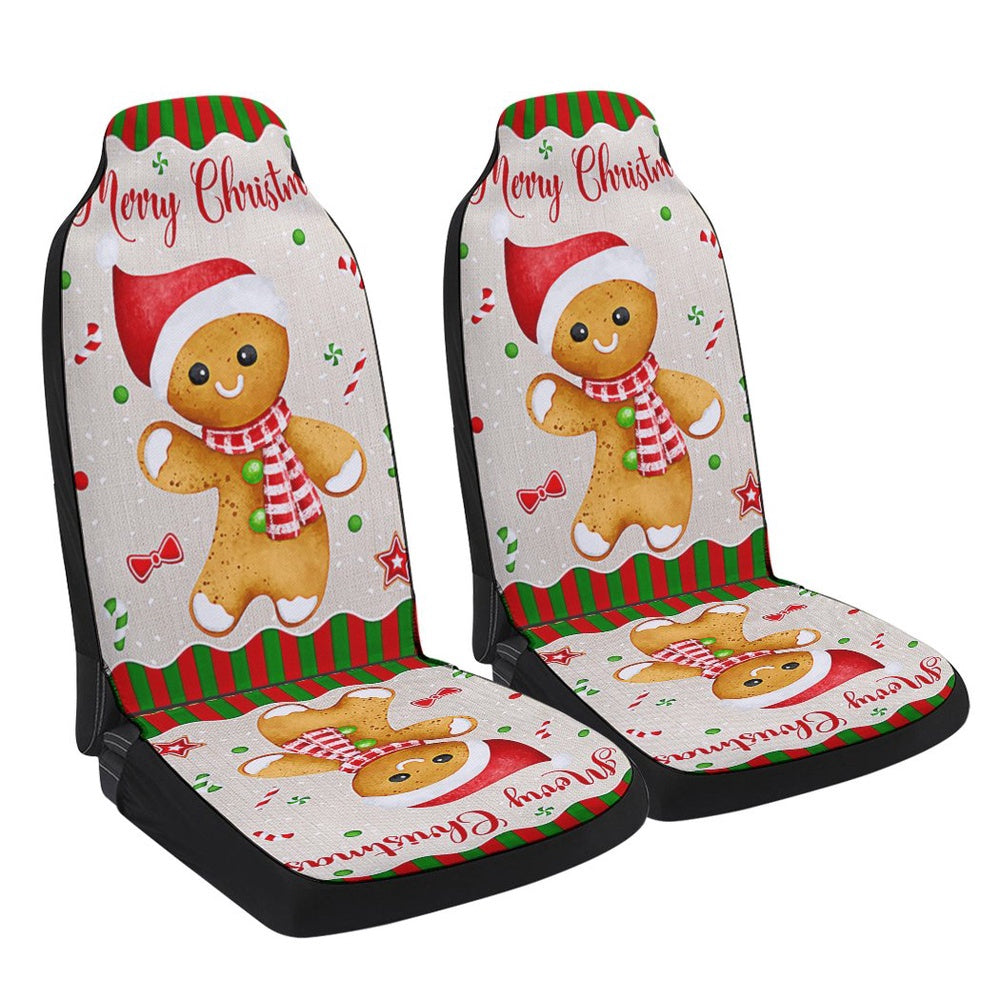 Gingerbread Man Christmas Cars Seat Cover, Christmas Car Seat Covers, Car Decor Gift