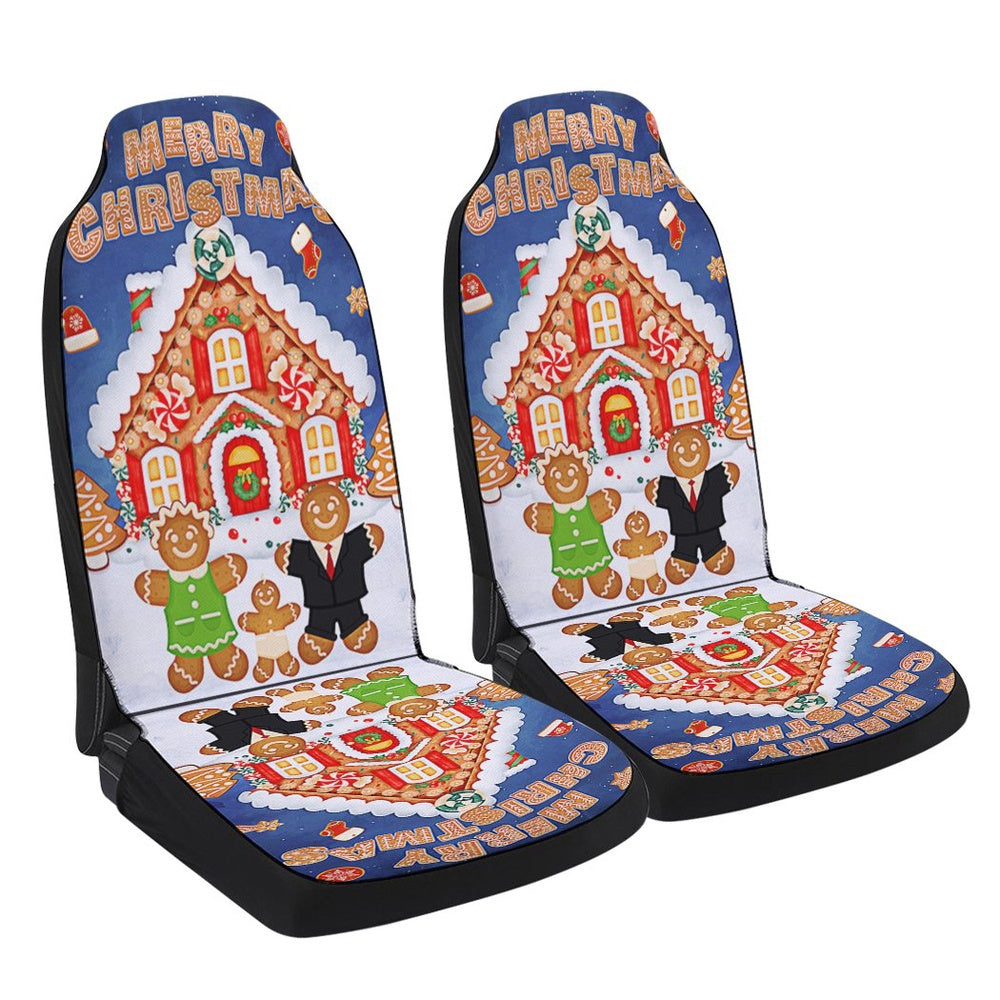 Gingerbread Merry Christmas Cars Seat Cover, Christmas Car Seat Covers, Car Decor Gift