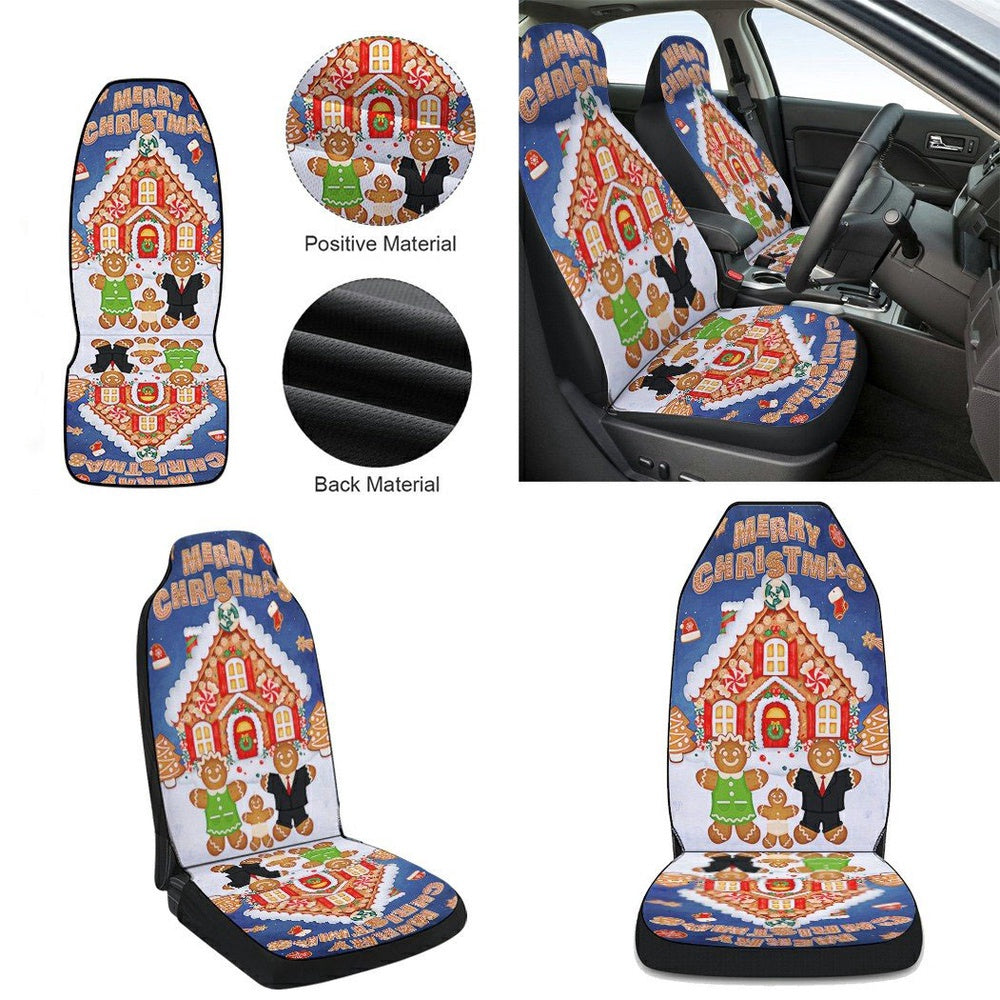 Gingerbread Merry Christmas Cars Seat Cover, Christmas Car Seat Covers, Car Decor Gift