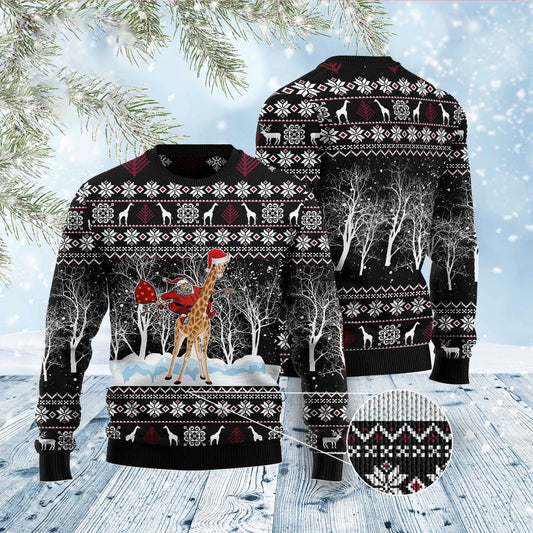Giraffe And Santa Ugly Christmas Sweater, Funny Xmas Sweater, Sweater Xmas
