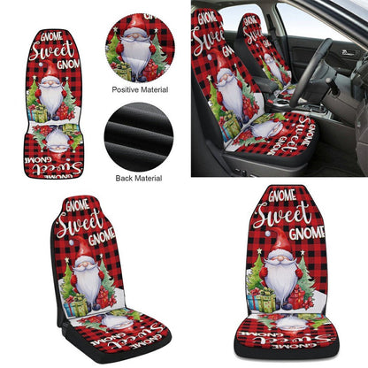 Gnome Sweet Gnome Christmas Cars Seat Cover, Christmas Car Seat Covers, Car Decor Gift