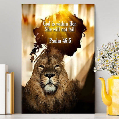 God Is Within Her She Will Not Fail Lion Canvas Prints - Lion Canvas Art - Christian Inspirational Canvas