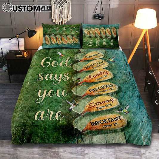 God Say You Are Hummingbirds Cactus Quilt Bedding Set Art