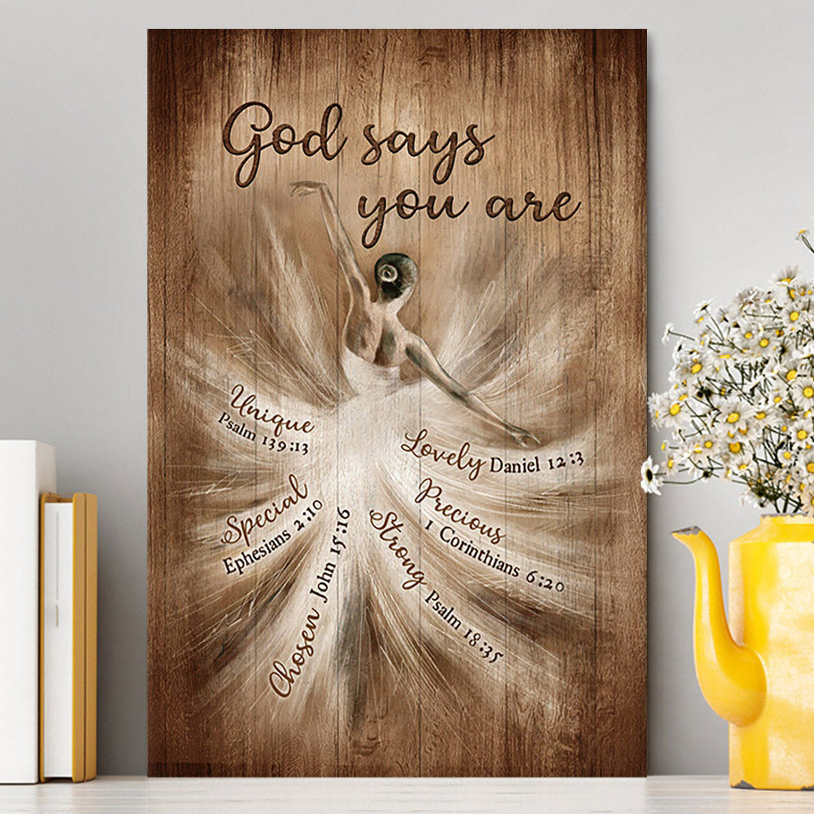 God Says You Are Ballerina Vintage Canvas Wall Art - Christian Canvas Prints - Bible Verse Canvas Art