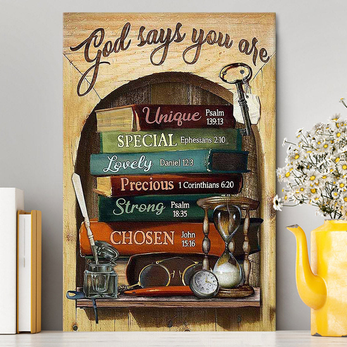 God Says You Are Book Glasses Canvas Art - Christian Art - Bible Verse Wall Art - Religious Home Decor